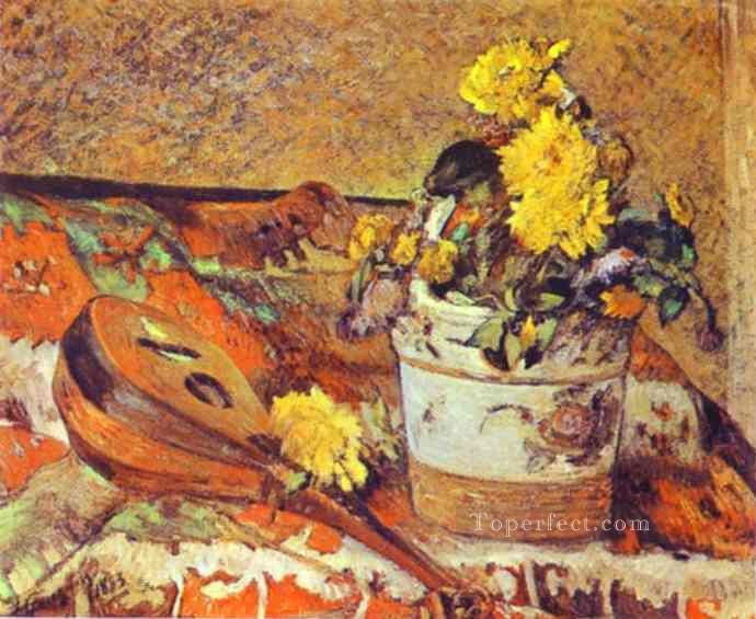 Mandolina and Flowers Post Impressionism Primitivism Paul Gauguin Oil Paintings